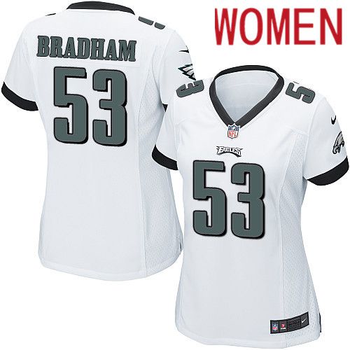 Women Philadelphia Eagles #53 Nigel Bradham Nike White Game NFL Jersey->women nfl jersey->Women Jersey